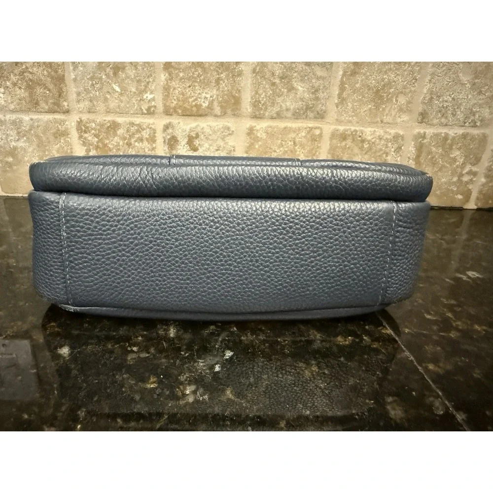 Pom Pom London Original‎ Plus Mayfair Slate Blue Leather, Pom-Pom & skinny strap